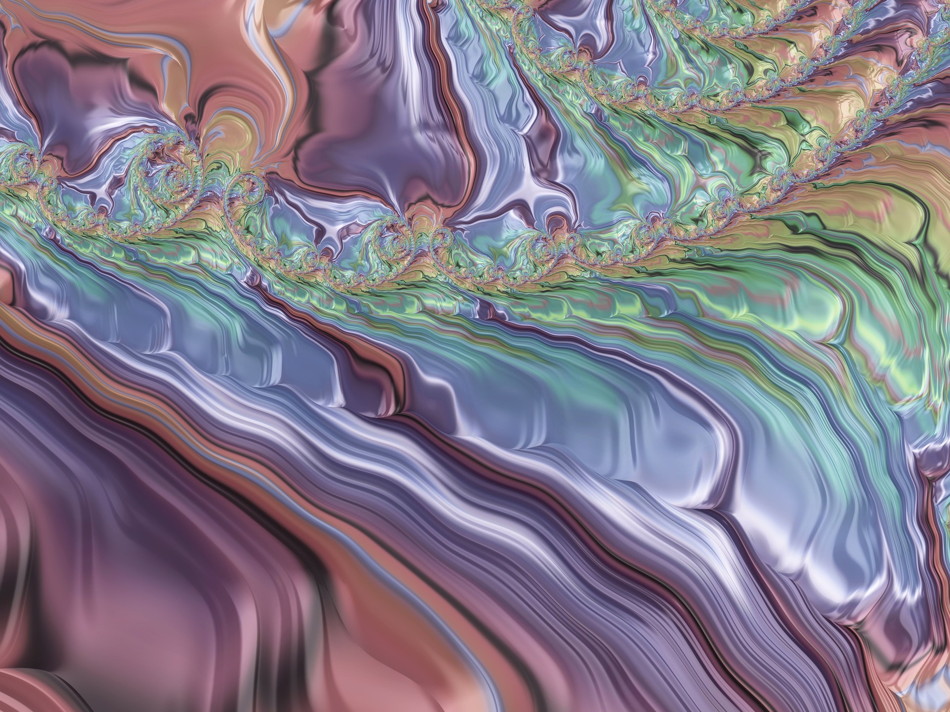 Pearl Colorful Wave Background Pastel Bright Shiny Swirl Pattern Fractal Fine Art